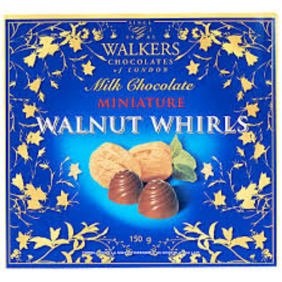 WALKERS MILK CHOC WALNUT WHIRLS 150G